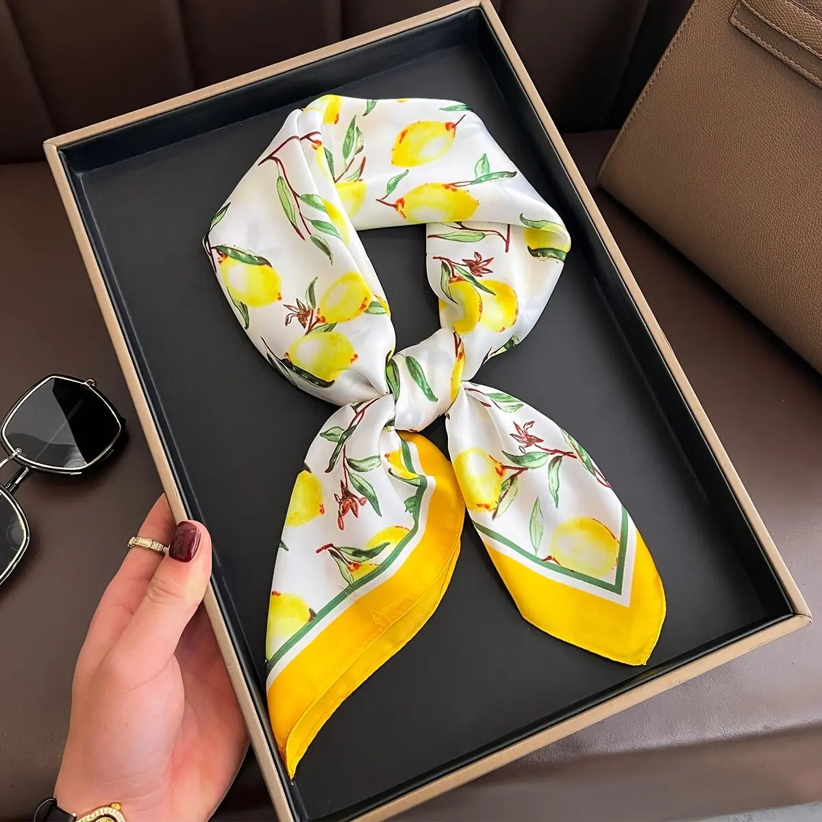 Printed Womens Polyester Scarf Square Shawl Luxury Design