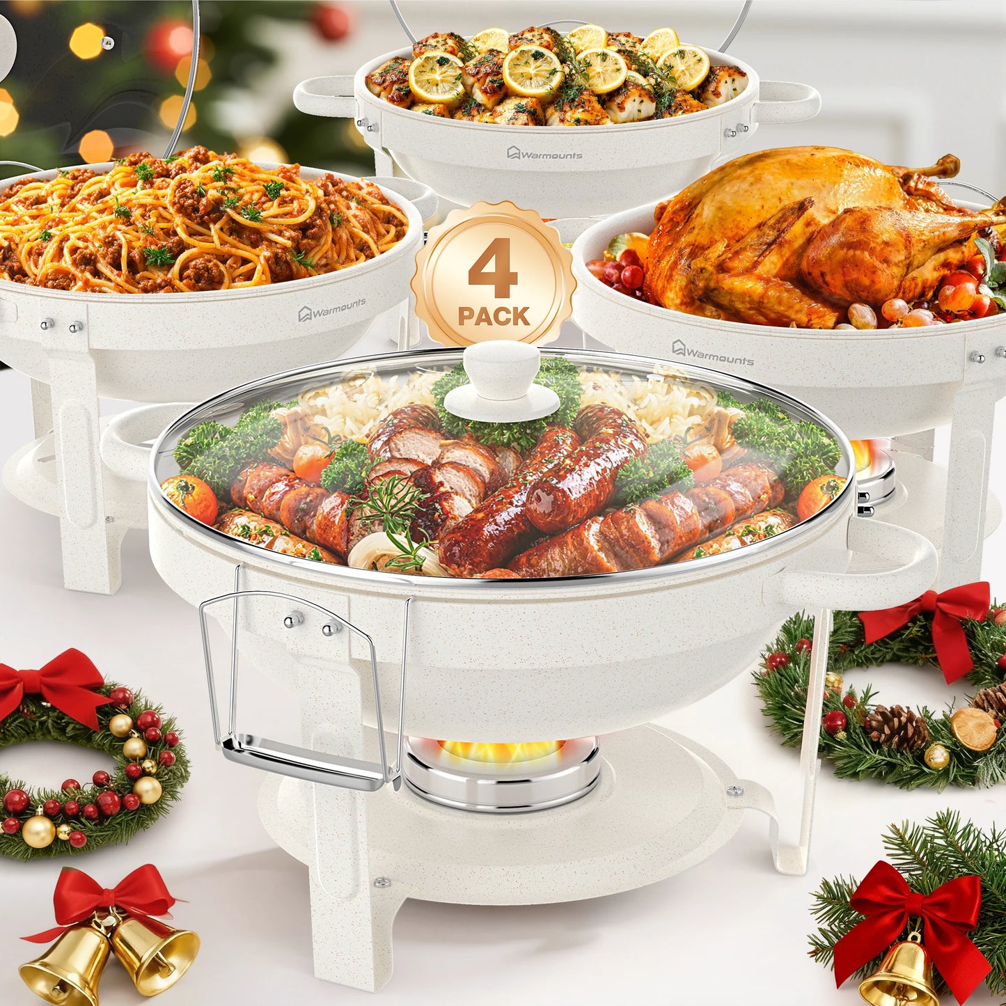 GEMITTO Glass Lid Chafing Dishes Buffet Set For Parties