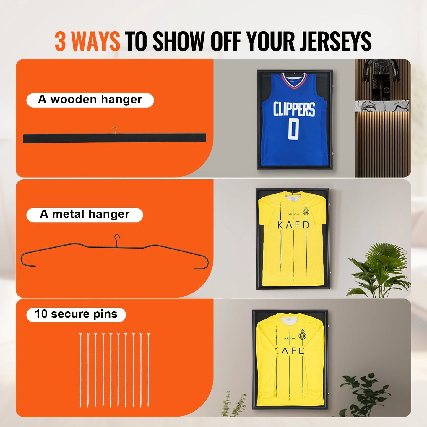 SucceBuy Jersey Display Frame Case Lockable Shadow Box UV Protected
