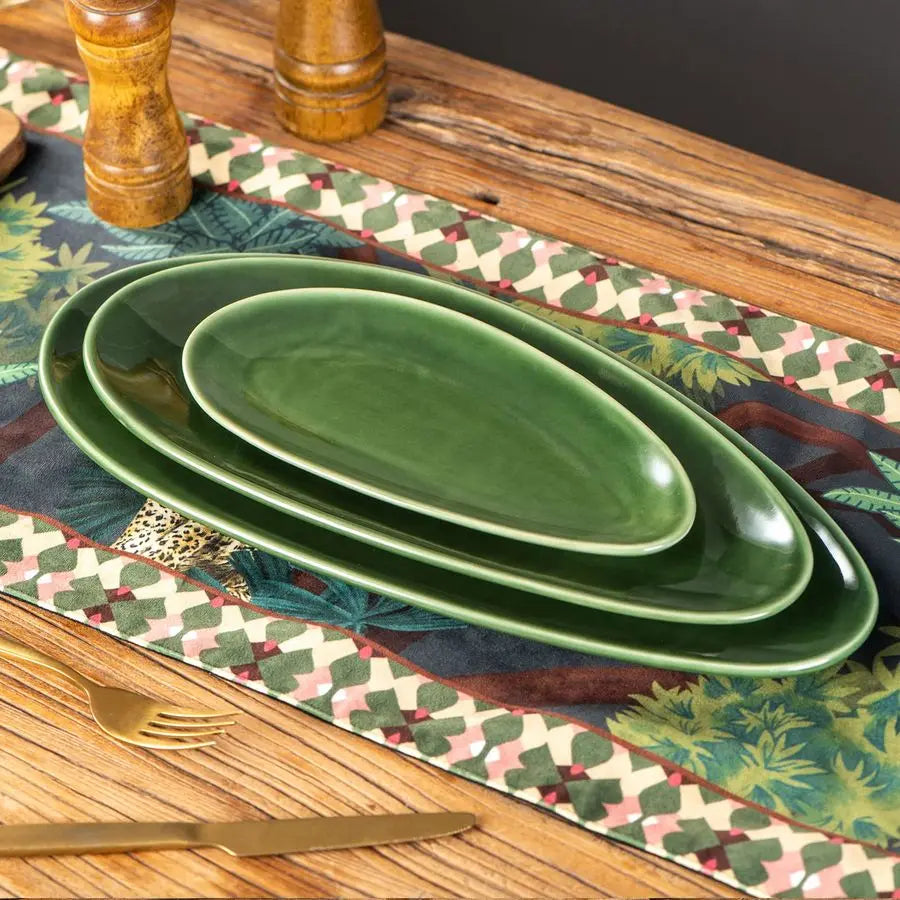 Porcelain Oval Serving Platters Set For Party And BBQ Stackable