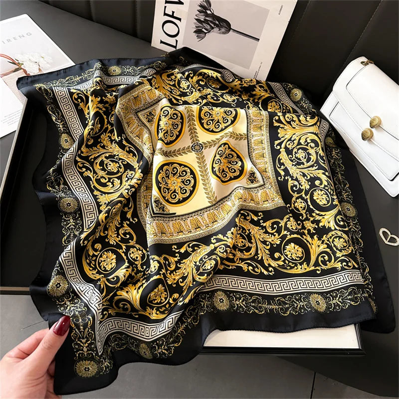 Printed Womens Polyester Scarf Square Shawl Luxury Design