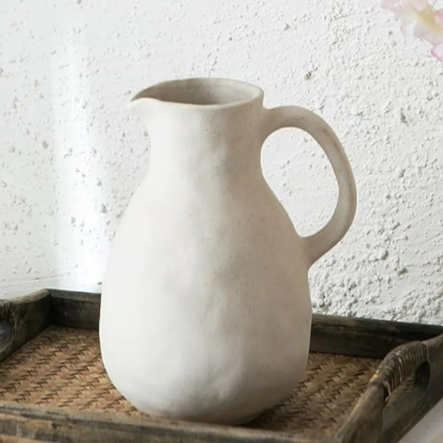 Ceramic Pitcher Vase With Handle For Modern Home Decor Centerpiece