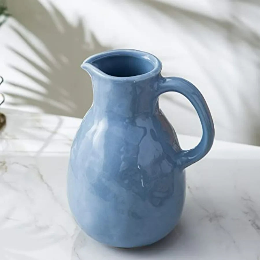 Ceramic Pitcher Vase With Handle For Modern Home Decor Centerpiece