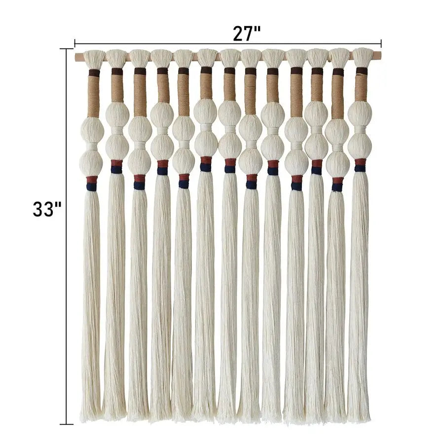 Macrame Wall Hanging Handmade Boho Art with Tassel Fringe