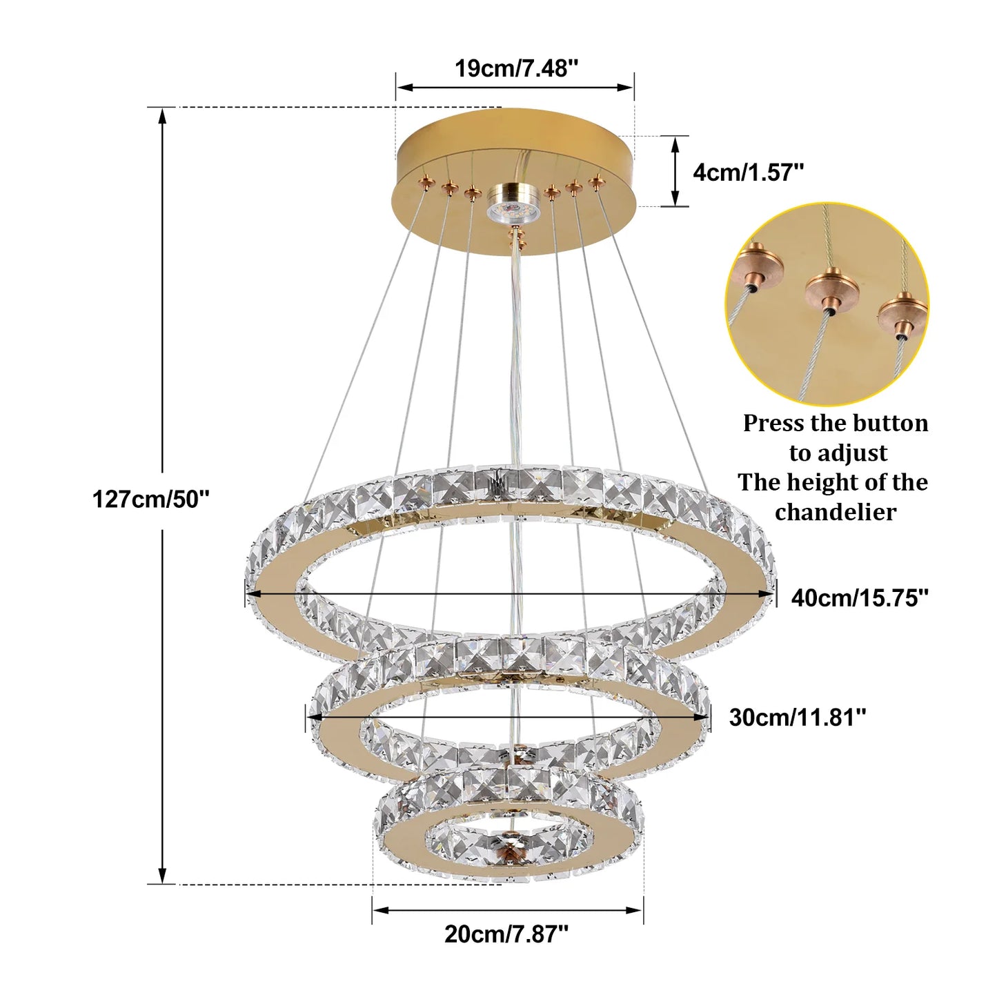 VETRULUS Crystal Chandelier For Living Room Ceiling Light