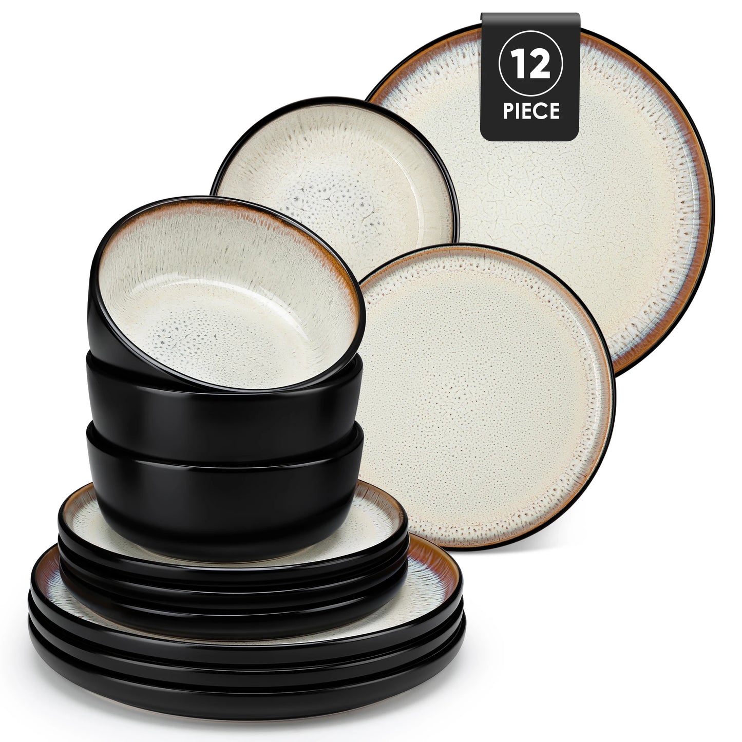 MALACASA Stoneware Dinnerware Set Kitchen Essentials