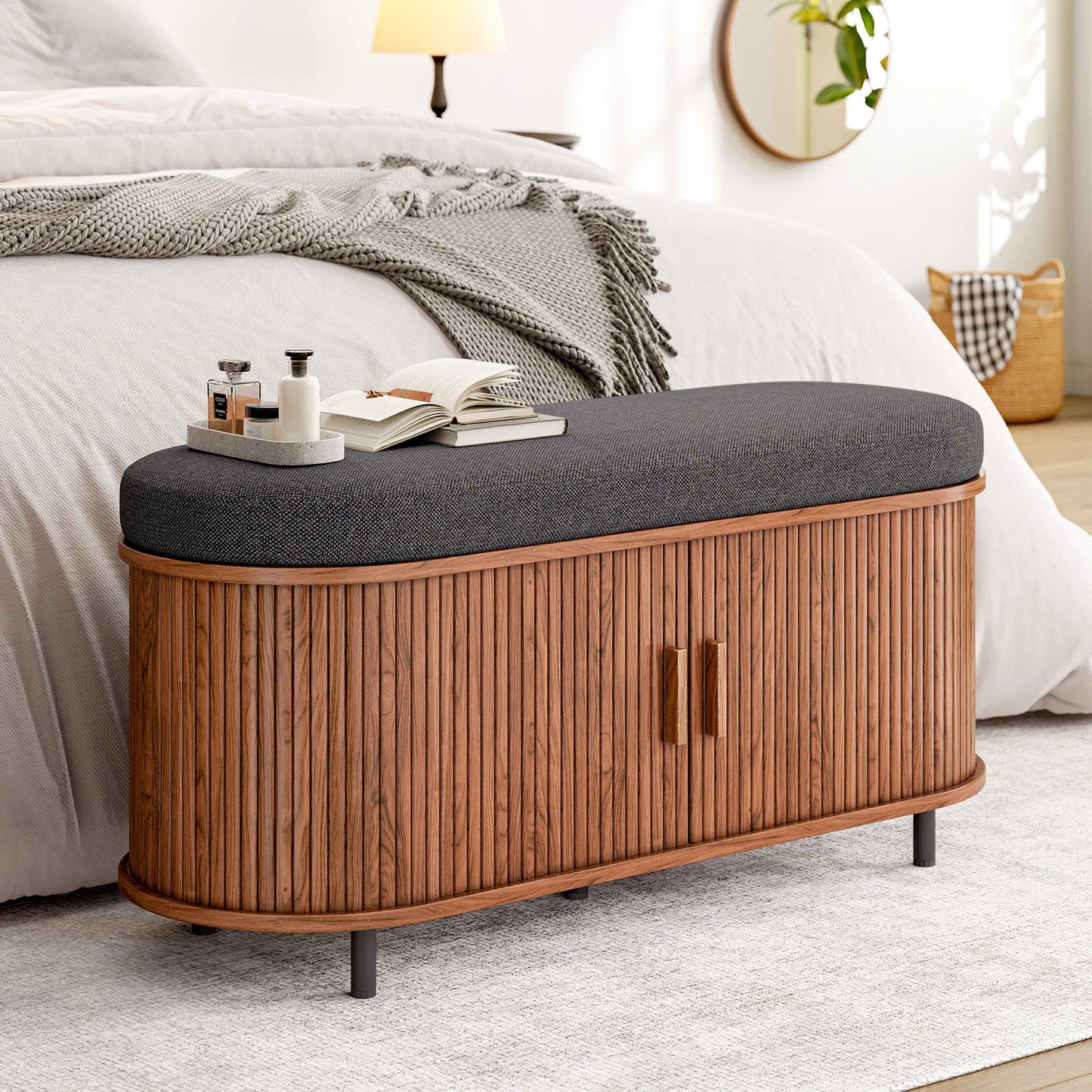 Shoe Storage Bench 3 Tier Organizer With Cushion