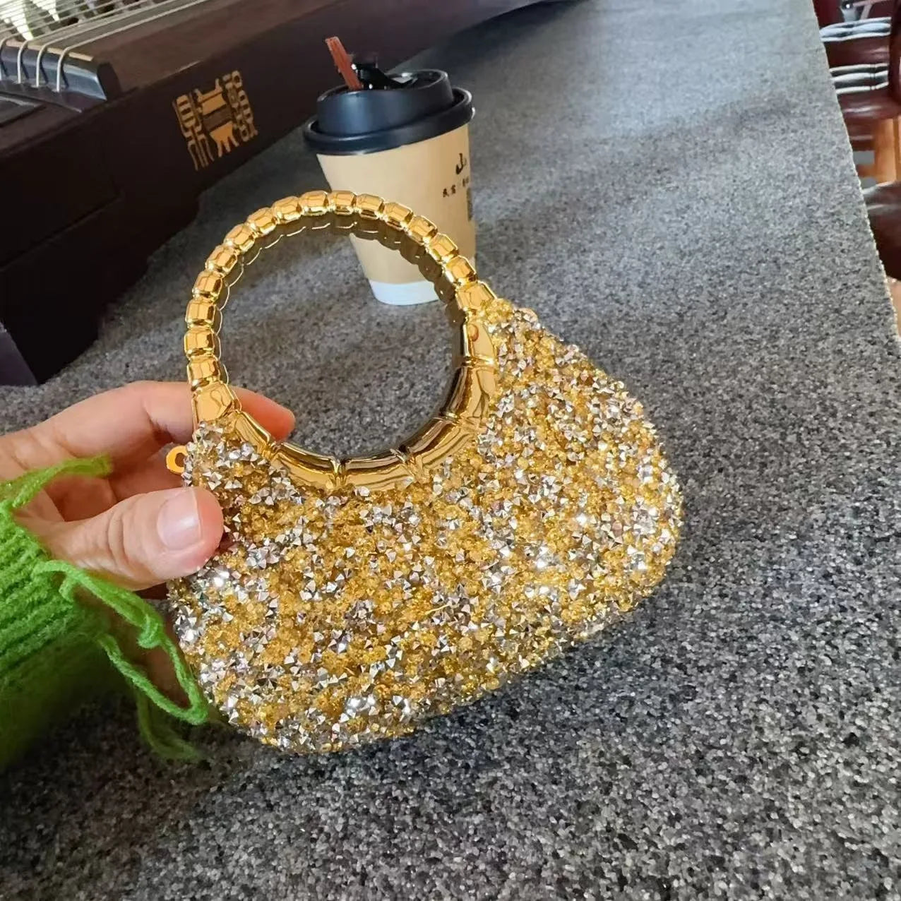 Heart Shaped Sequin Diamond Evening Bag Clutch for Weddings