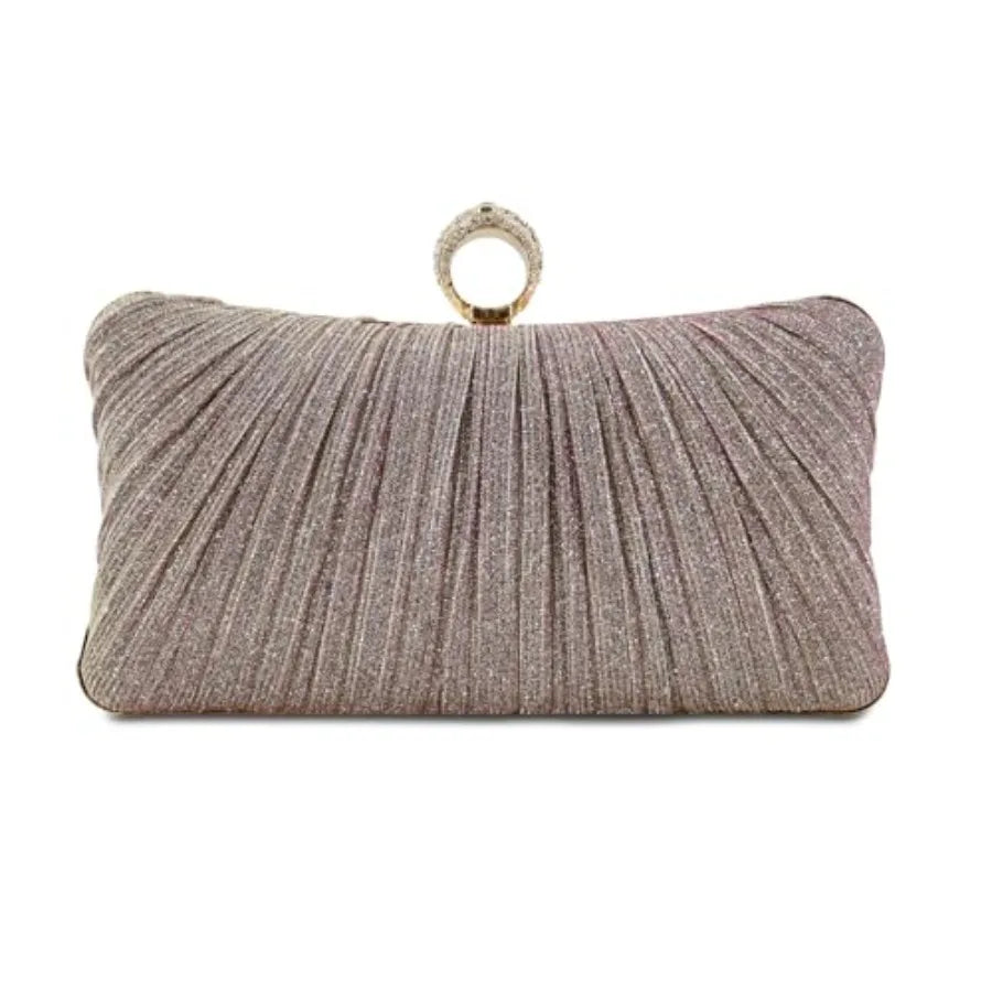 Elegant Vinyl Evening Clutch Purse With Removable Chain Strap