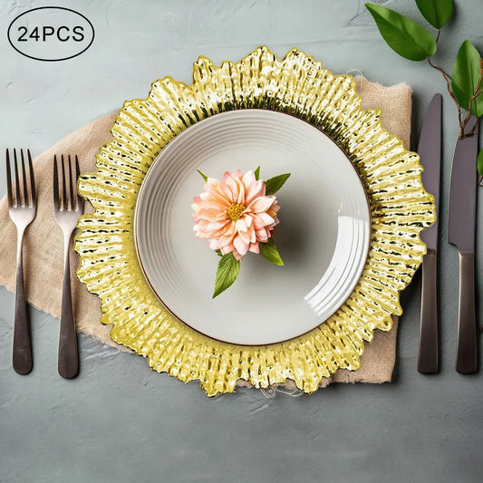 24 Pack Round Charger Plates for Wedding and Holiday Tables
