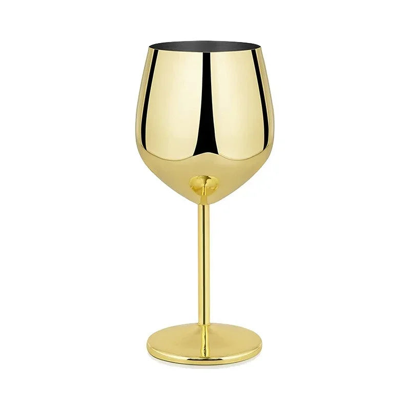 Stainless Steel Goblet Wine Glass Unbreakable Bar Glass