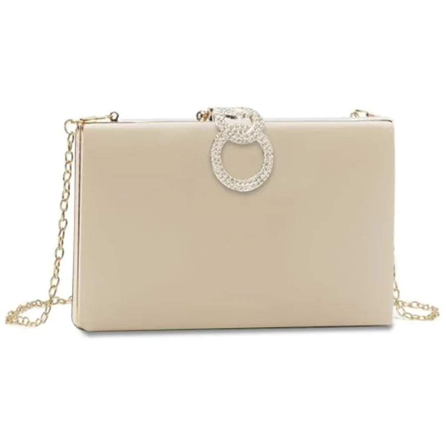 Elegant Vinyl Evening Clutch Purse With Removable Chain Strap