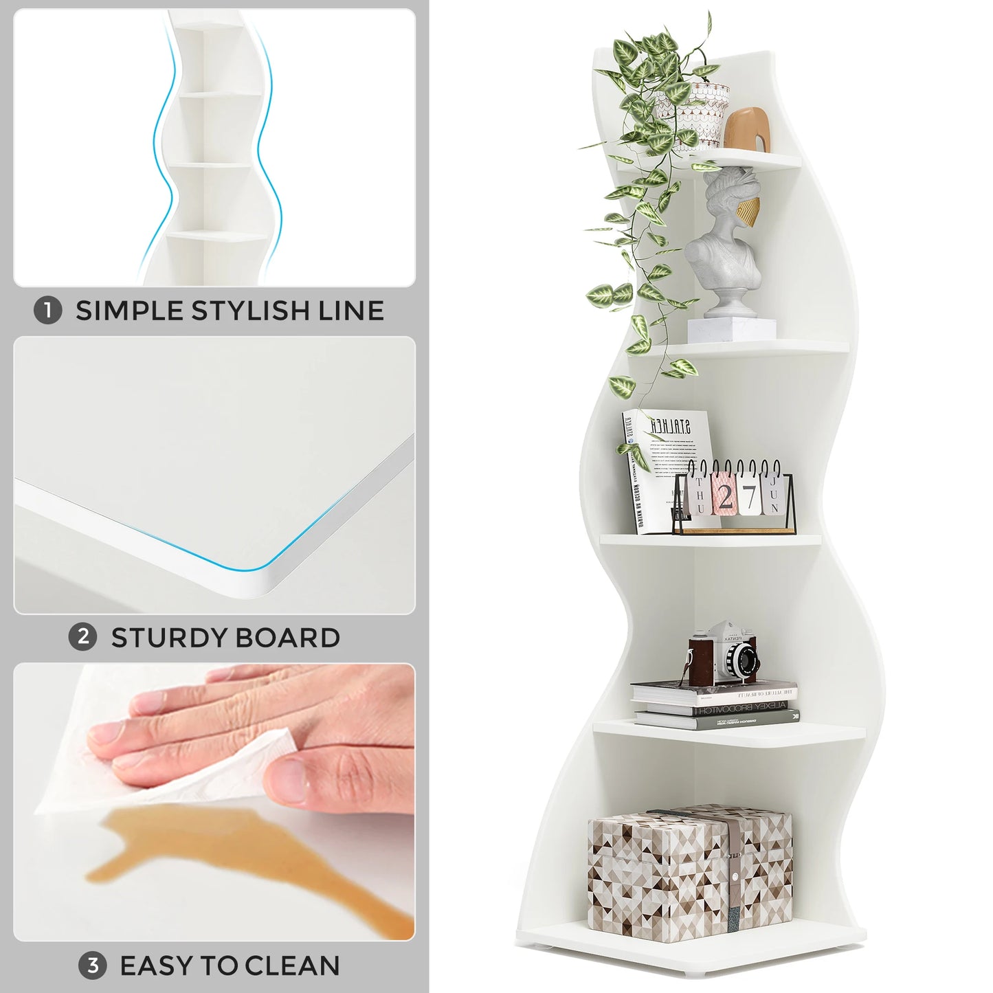Tribesigns Corner Shelf Five Tier Wall Bookcase And Plant Stand