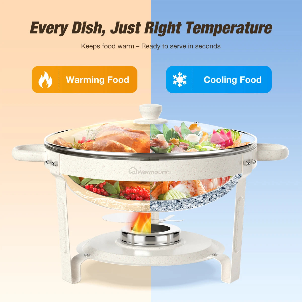 GEMITTO Glass Lid Chafing Dishes Buffet Set For Parties