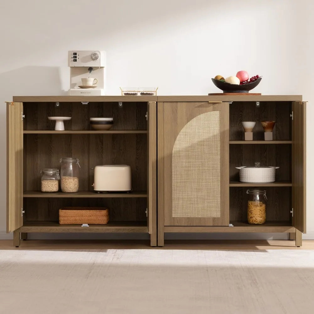 Rattan Sideboard Buffet Cabinets Set Of 2 For Living Room