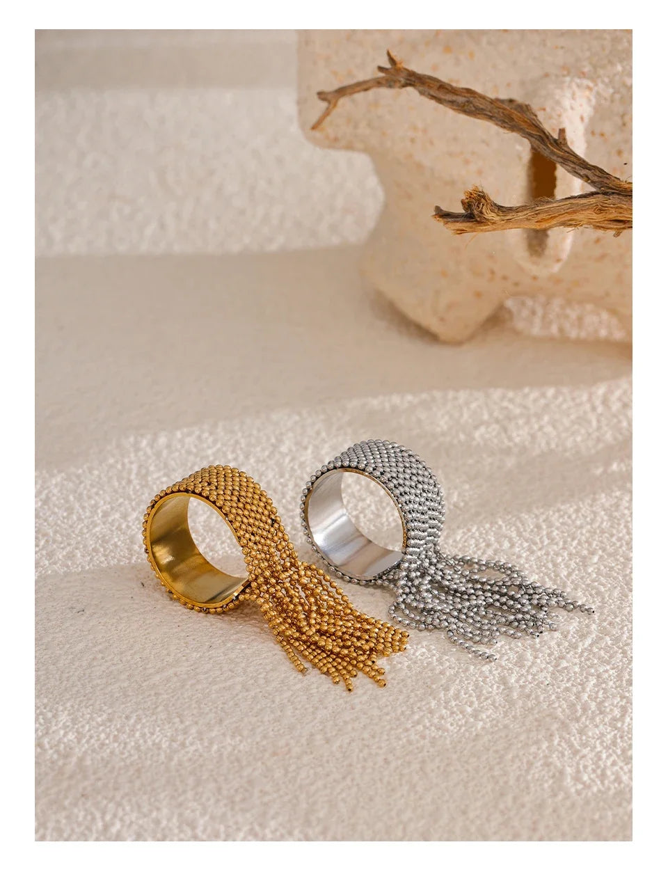 Yhpup Declaration Series Stainless Steel Chain Tassel Ring