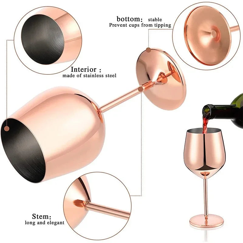 Stainless Steel Goblet Wine Glass Unbreakable Bar Glass