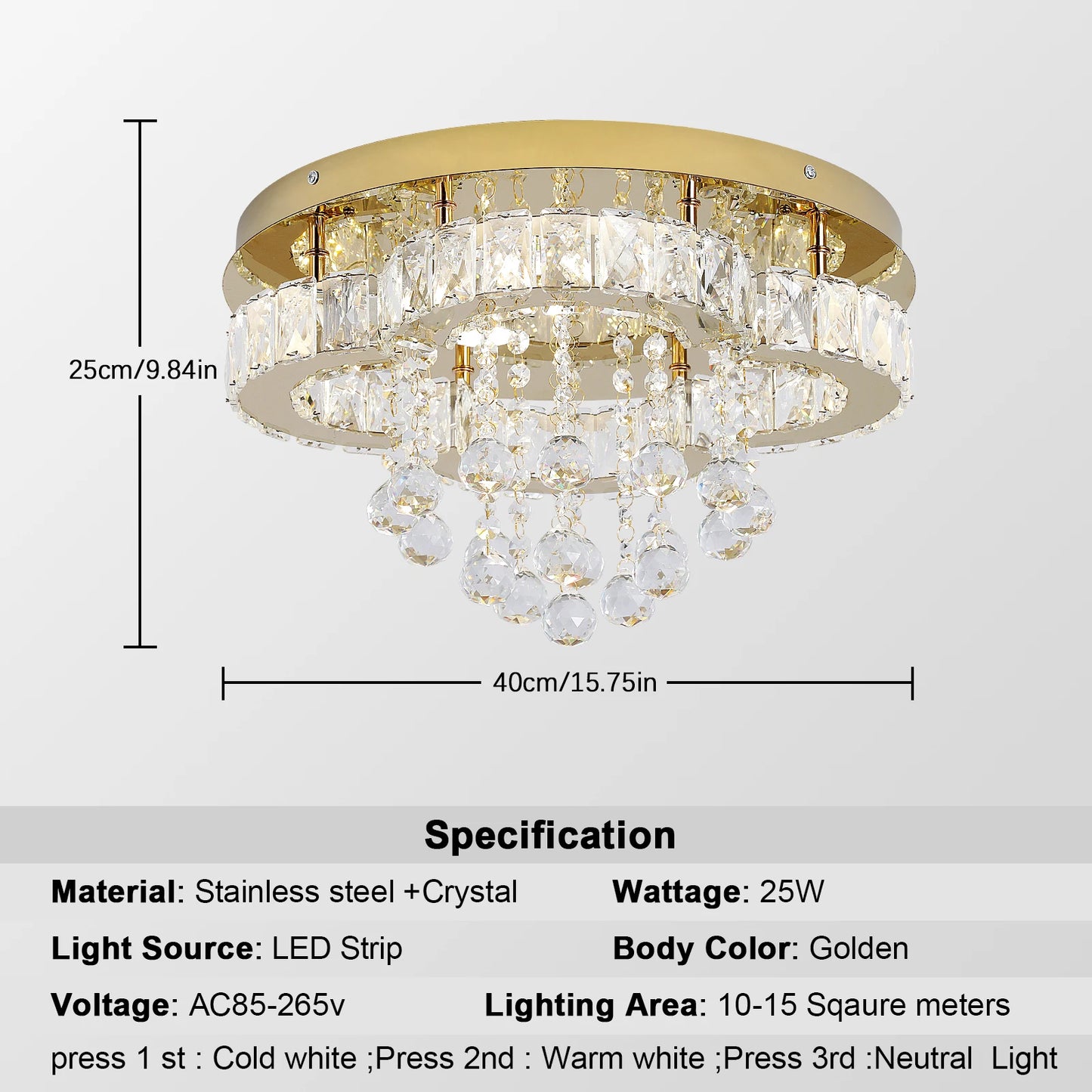 VETRULUS Crystal Chandelier Luxury Pendant Ceiling Lamp Living Room