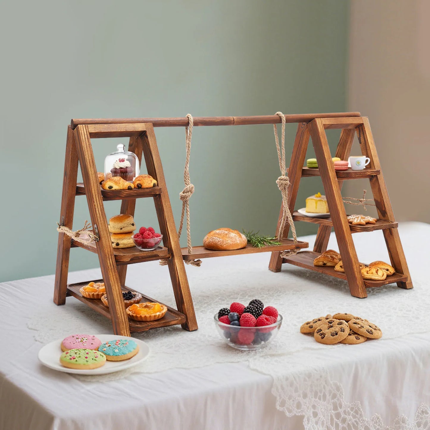 3-Tier Wooden Cake Stand With Removable Trays