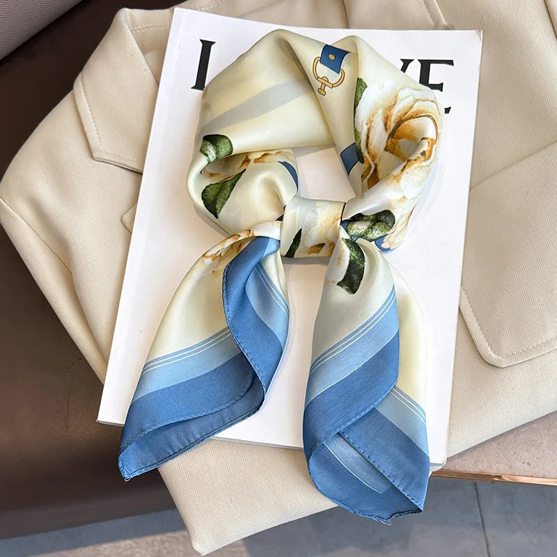 Printed Womens Polyester Scarf Square Shawl Luxury Design