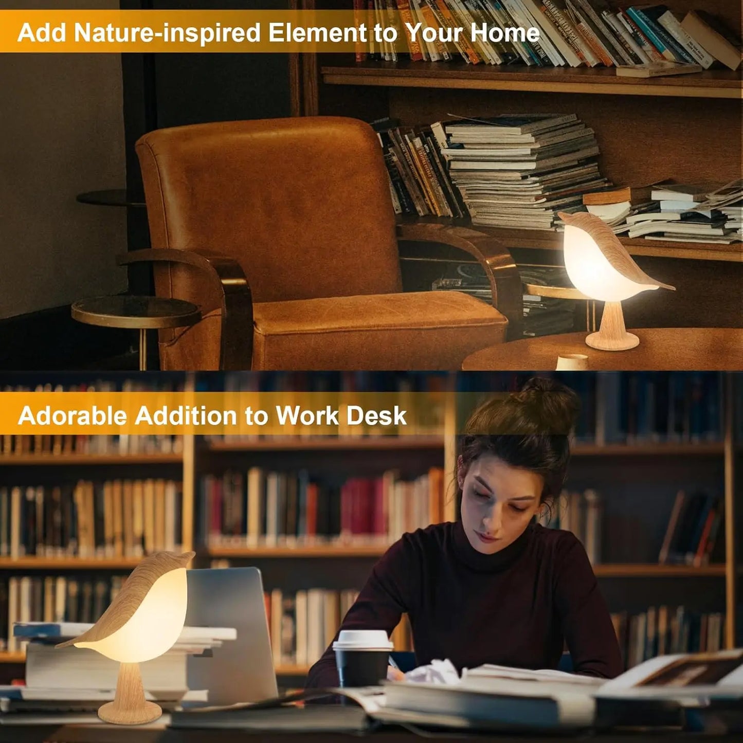 LED Touch Control Bird Lamp Art Deco Dimmable Rechargeable Battery