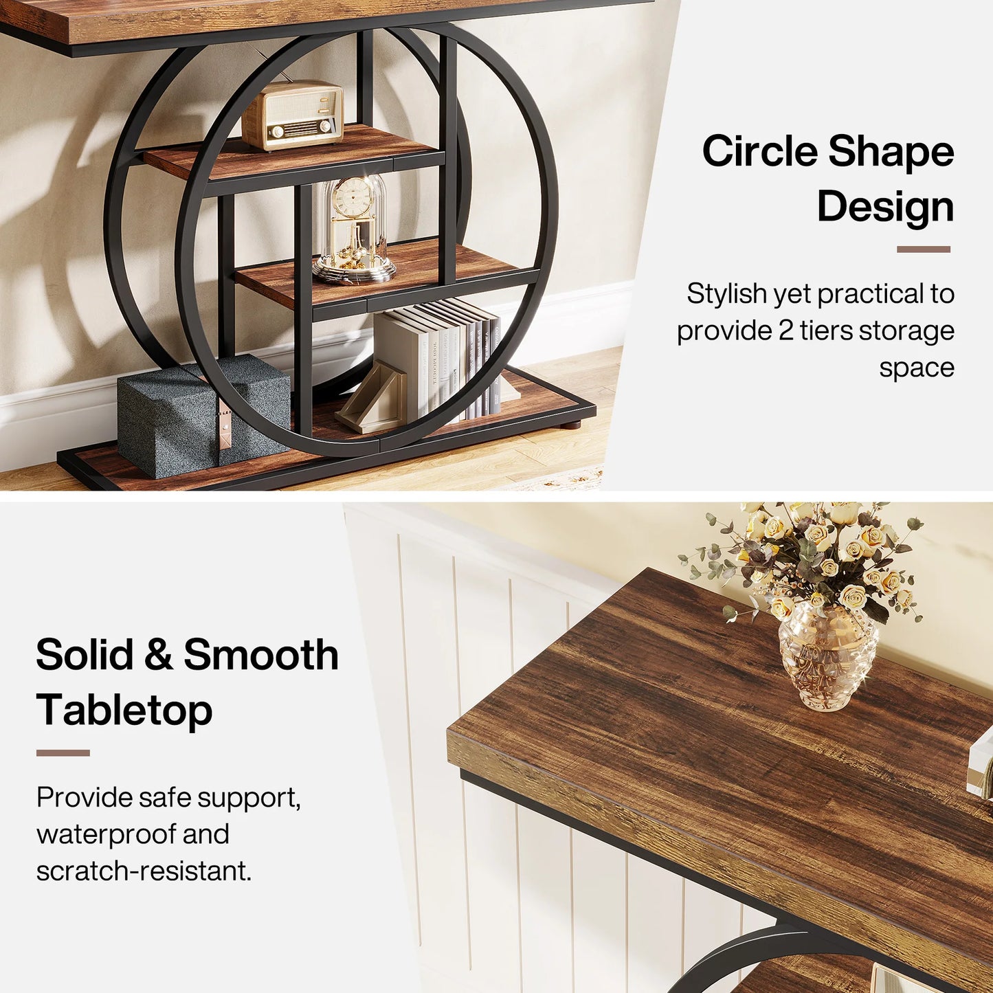 Tribesigns Four Tier Industrial Console Table For Entryway Hallway Storage