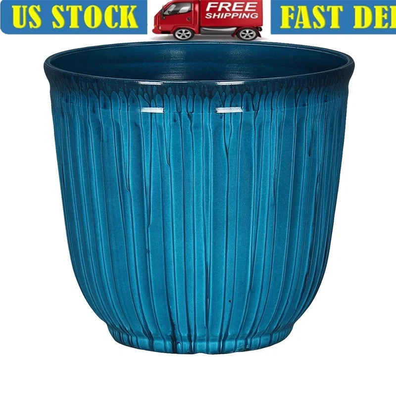 Round Recycled Plastic Planter With Drainage Holes For Outdoor Succulents