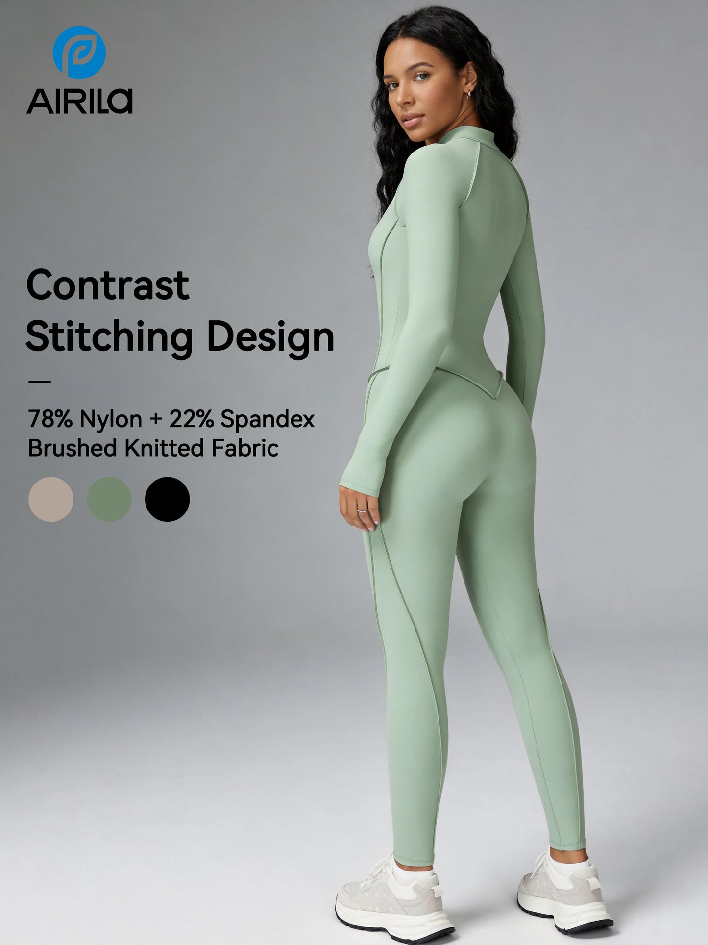 Zip Front Yoga Pilates Jumpsuit For Women Tummy Control