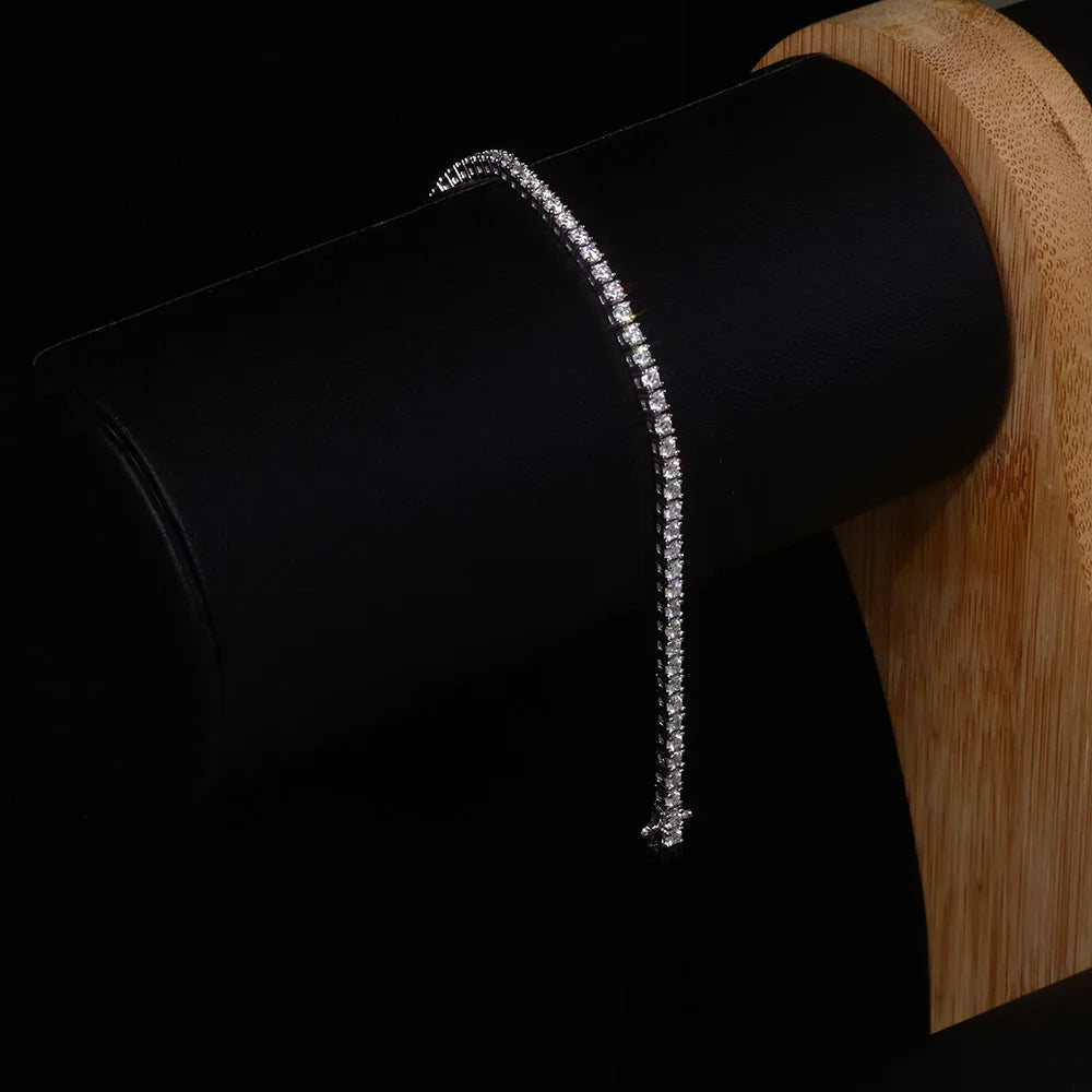 Nuoya 2mm Moissanite Tennis Bracelet Brass 18k Gold Plated VVS Lab Diamond with GRA Certificate Men Women Wholesale