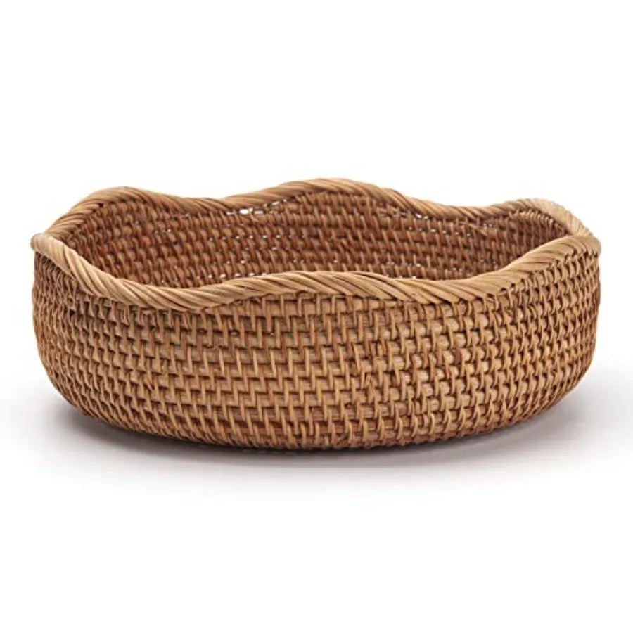 Natural Bamboo Rattan Storage Baskets Set Of 3 For Fruit