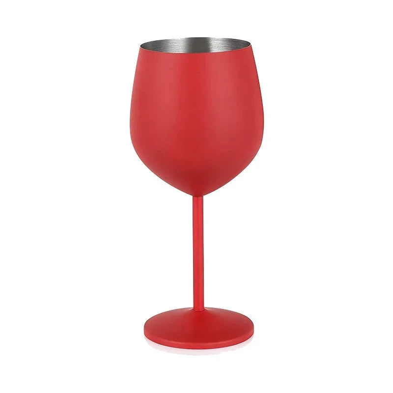 Stainless Steel Goblet Wine Glass Unbreakable Bar Glass