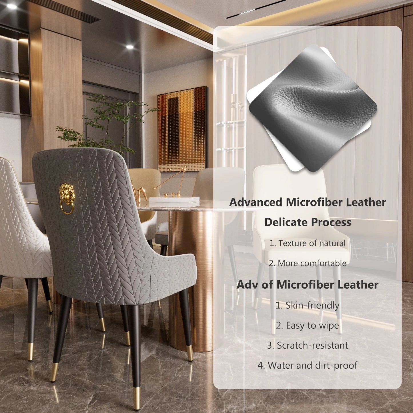 Modern PU Leather Dining Chairs Two With Metal Legs