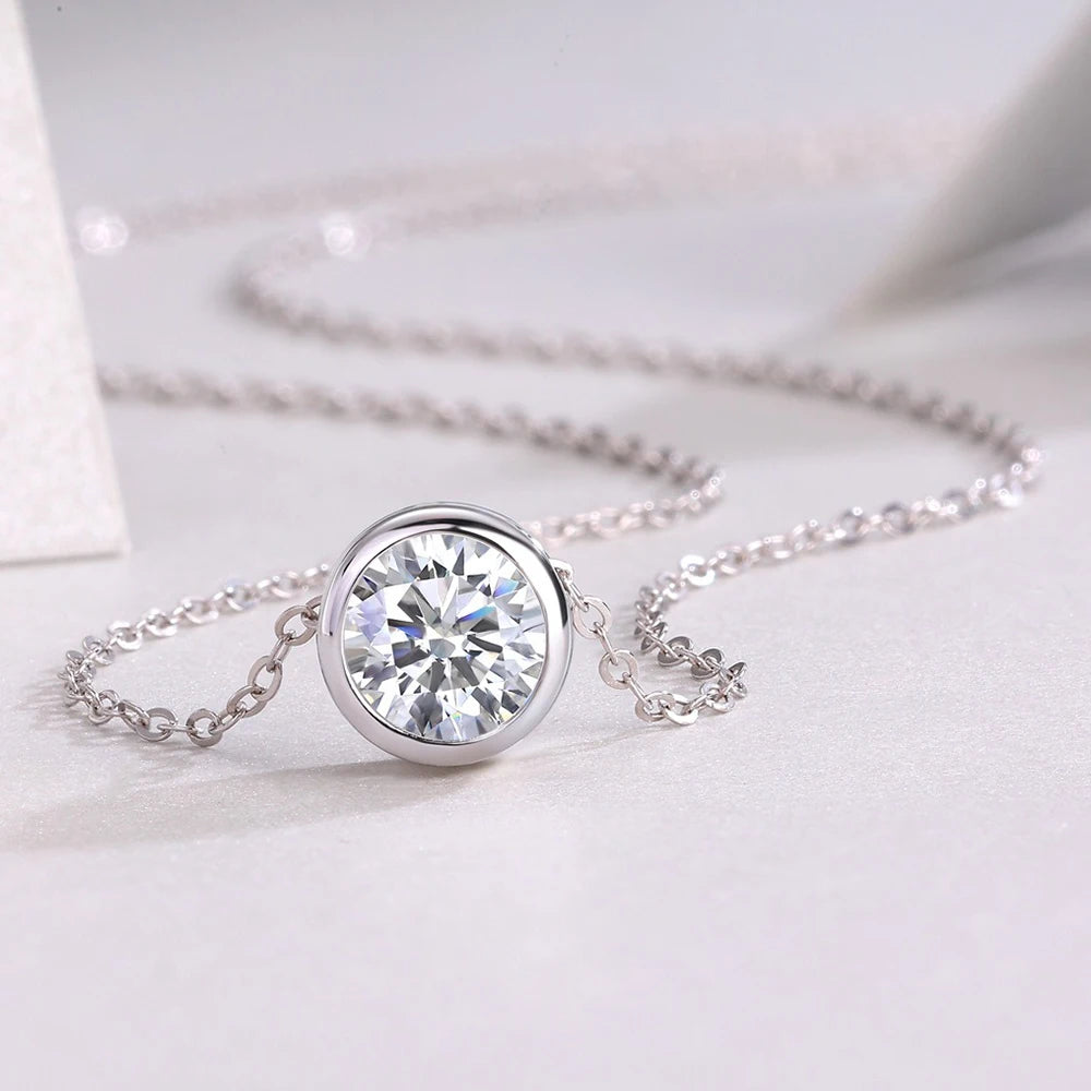 CBTB S925 Sterling Silver Moissanite Cross Pendant Necklace
