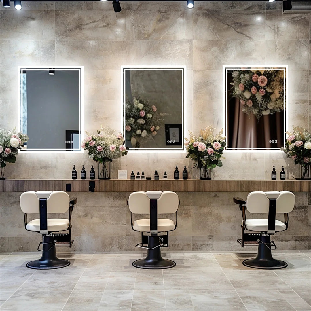 LUVODI LED Backlit Frameless Dimmable Anti Fog Bathroom Mirror