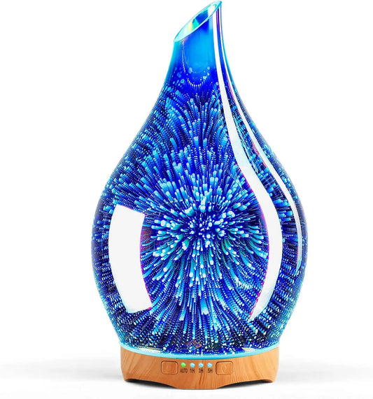 280ml Ultrasonic Aromatherapy Diffuser with 3D Glass Design, Timer & Auto Shut-Off for Home Relaxation