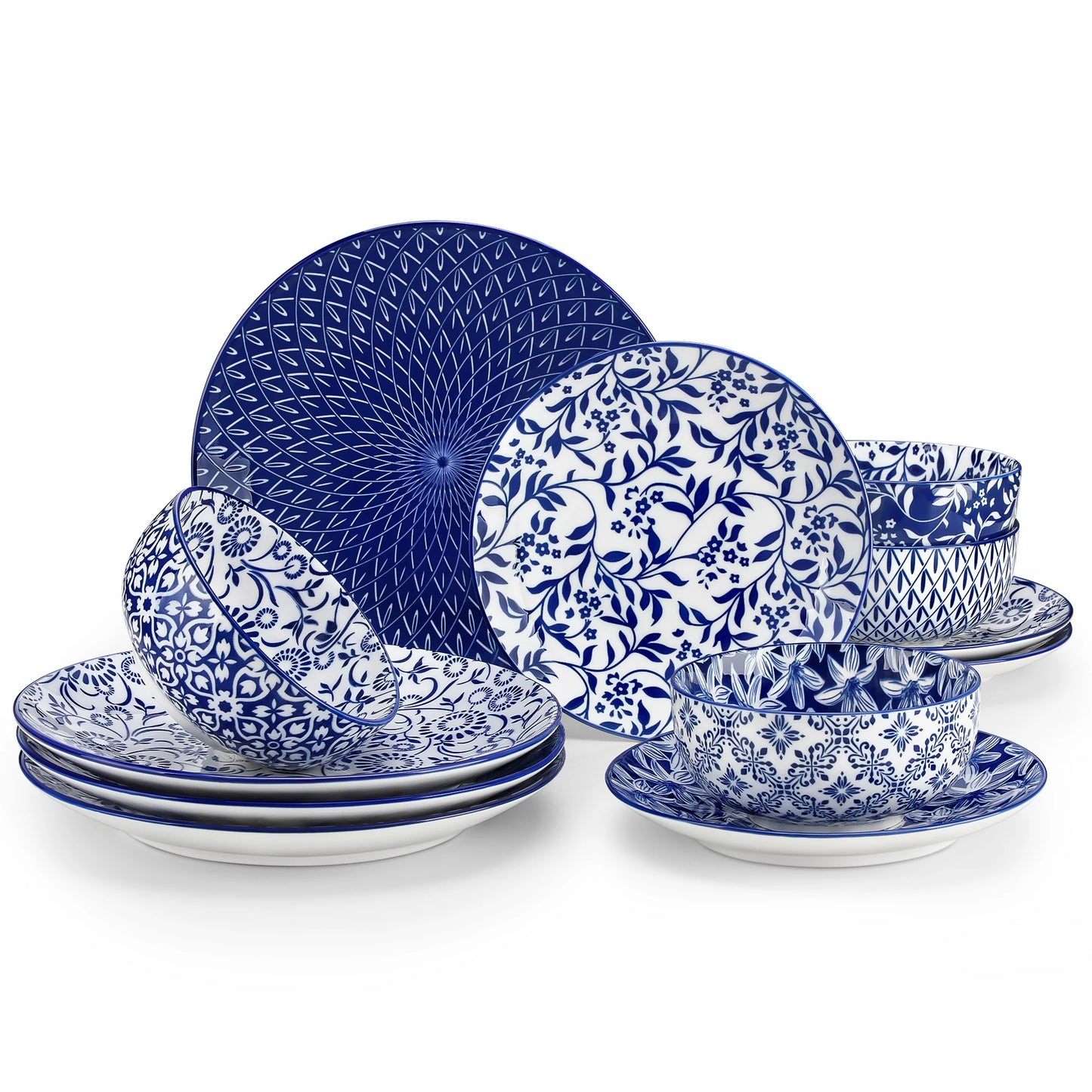 Malacasa Chinese Porcelain Plate Set Dinnerware Collection