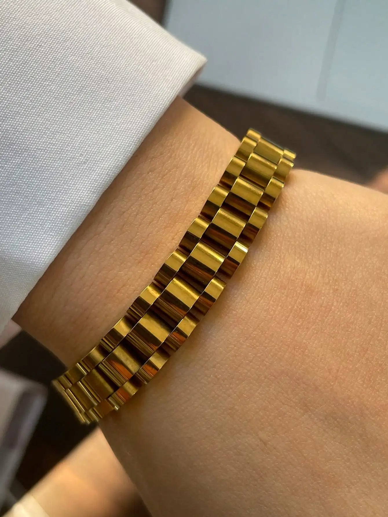 Gold And Silver Horseshoe Bracelet With Stainless Steel Chain
