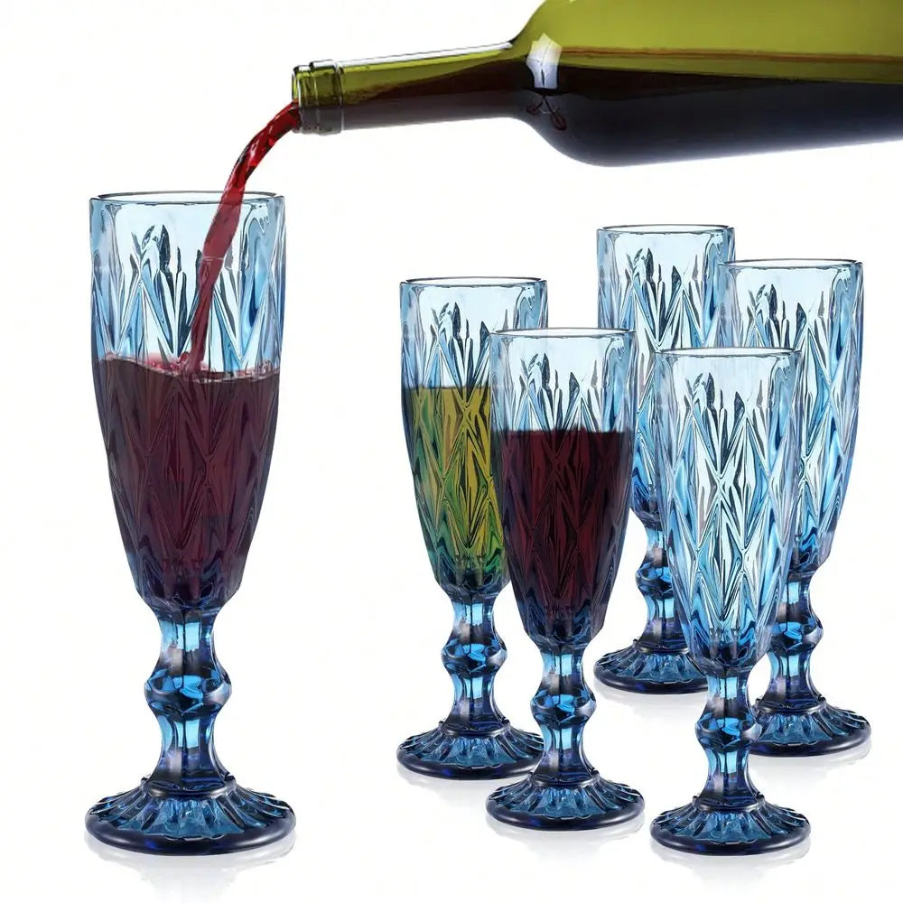 Six Piece Wine Glass Set Vintage Stemware Gift Elegant