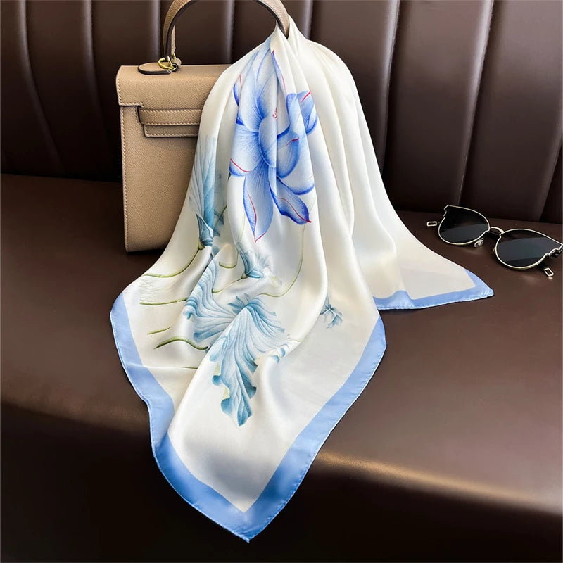 Printed Womens Polyester Scarf Square Shawl Luxury Design