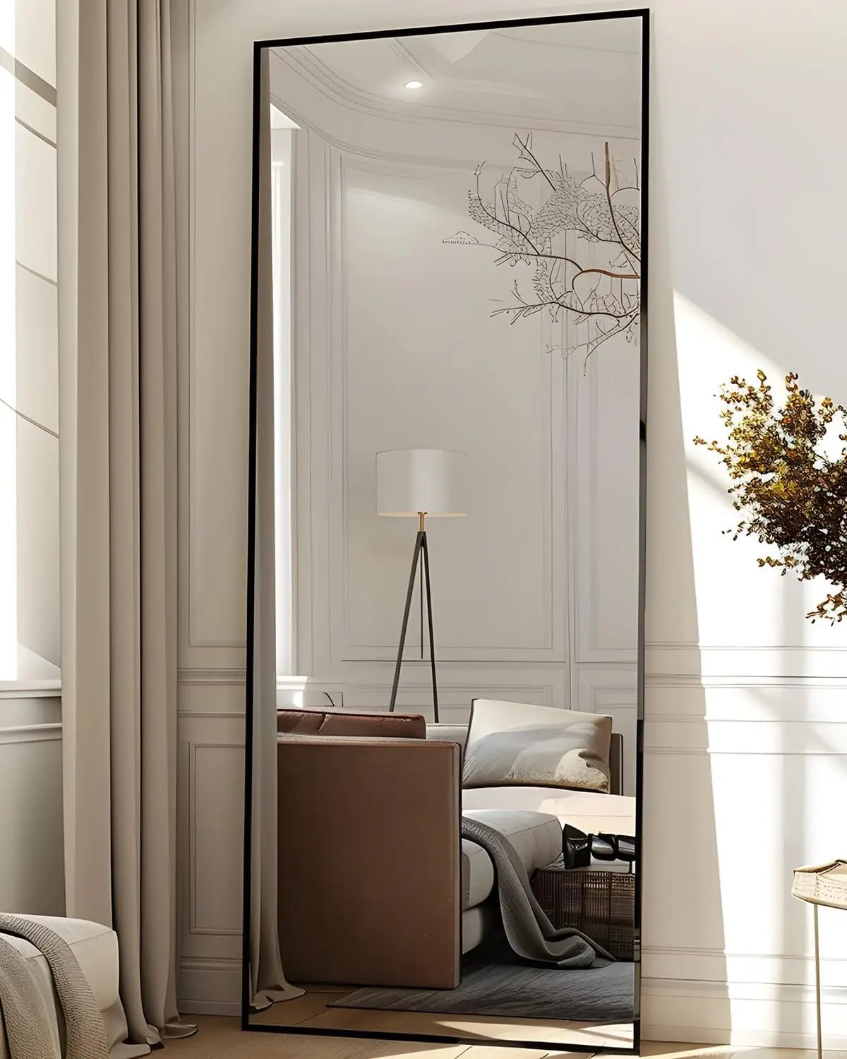 Antok Full Body Mirror With Stable Floor Stand For Bedroom