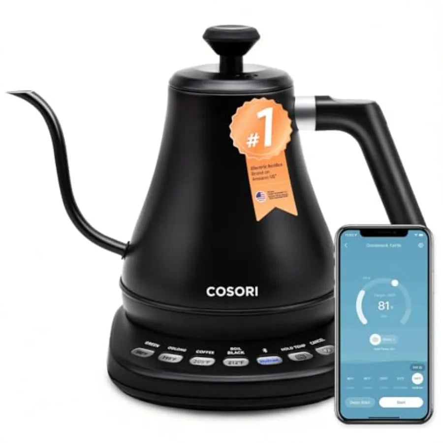 Electric Gooseneck Kettle With Bluetooth Temperature Control For Coffee And Tea
