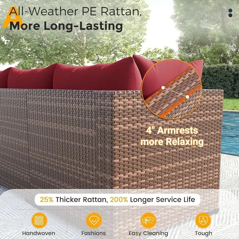 Outdoor 8-Piece Patio Furniture Set With Fire Pit Table