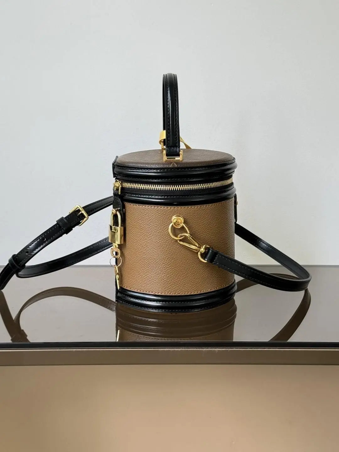 Genuine Leather Quilted Flap Shoulder Bag With Chain Crossbody Strap