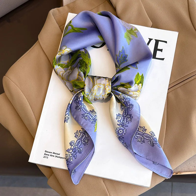Printed Womens Polyester Scarf Square Shawl Luxury Design
