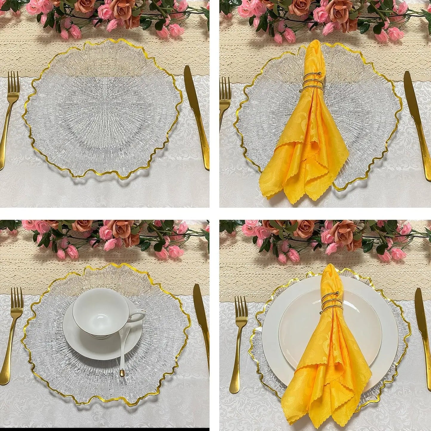 Bymaocar Flower Shape Charger Plates