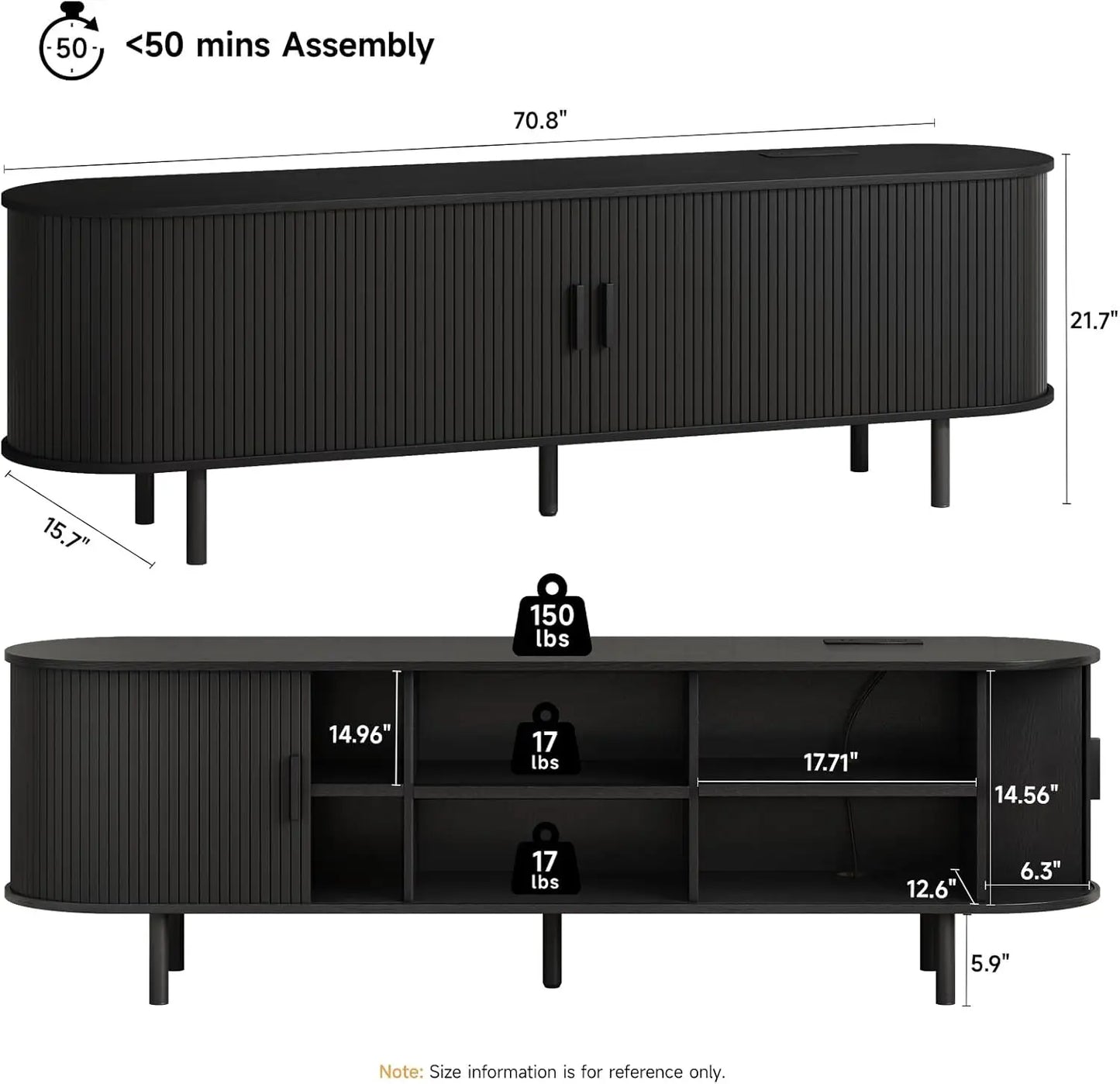 TV Stand with Power Outlet for TVs up to 60/70", Entertainment Center, TV Table with Sliding Doors Storage Adjustable Shelves