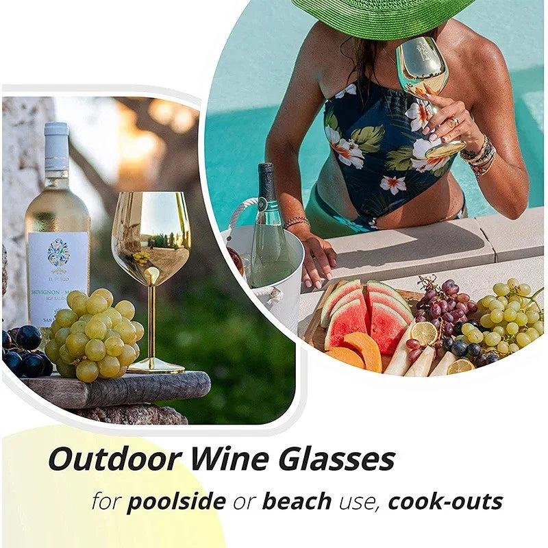 Stainless Steel Goblet Wine Glass Unbreakable Bar Glass