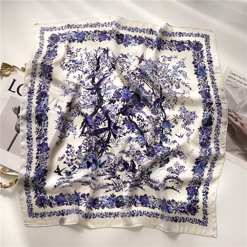 Printed Womens Polyester Scarf Square Shawl Luxury Design
