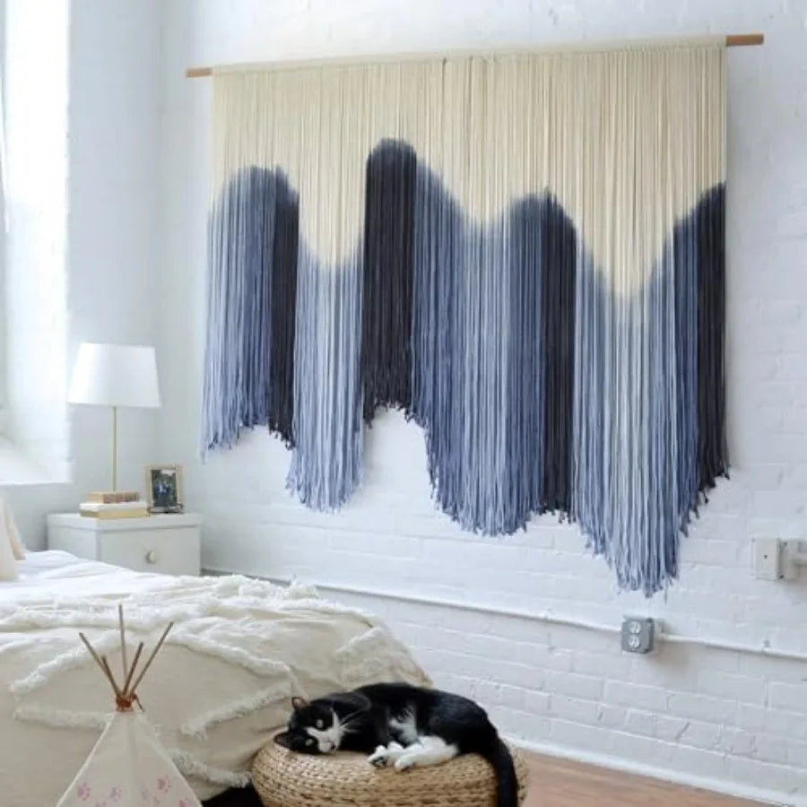 Macrame Wall Hanging Dip Dyed Fiber Art Tapestry Boho Decor