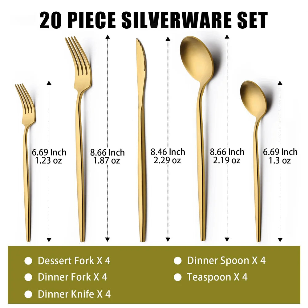 Stainless Steel Flatware Set For 4 Dishwasher Safe Durable Cutlery